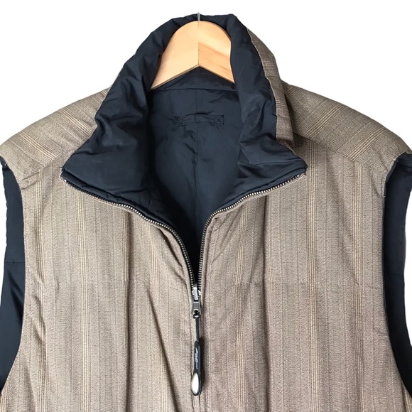 Eddie Bauer Down Vest Jacket Reversible Striped Pattern Warm Coat Men's Large - Picture 8 of 12